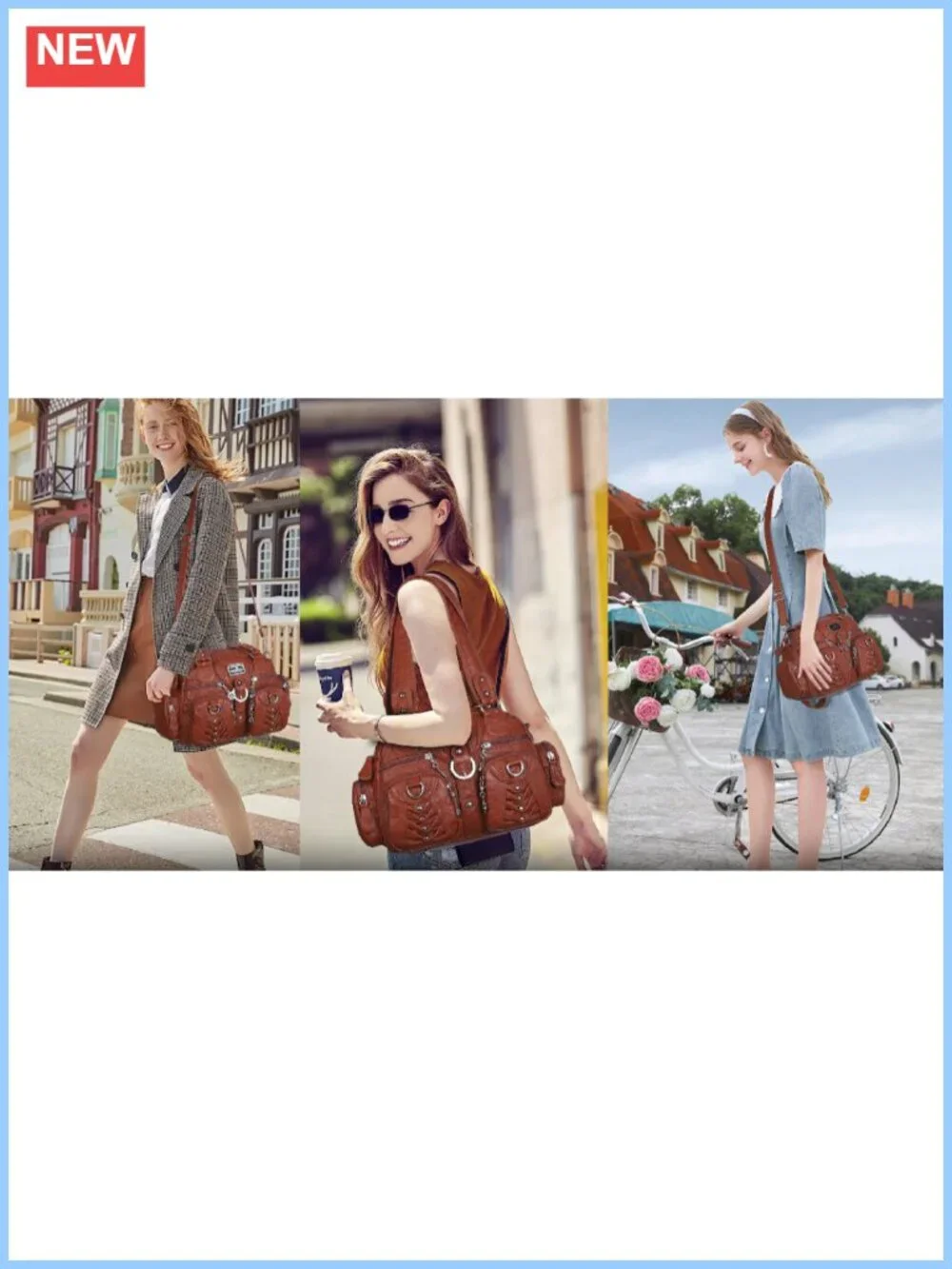 Soft Vegan Leather Hobo Crossbody Shoulder Bag Multipocket Purse